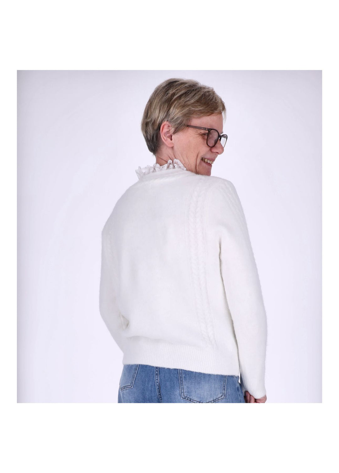 Strickjacke Damen Rüschen