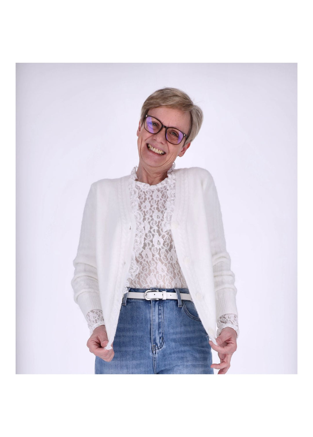 Strickjacke Damen Rüschen