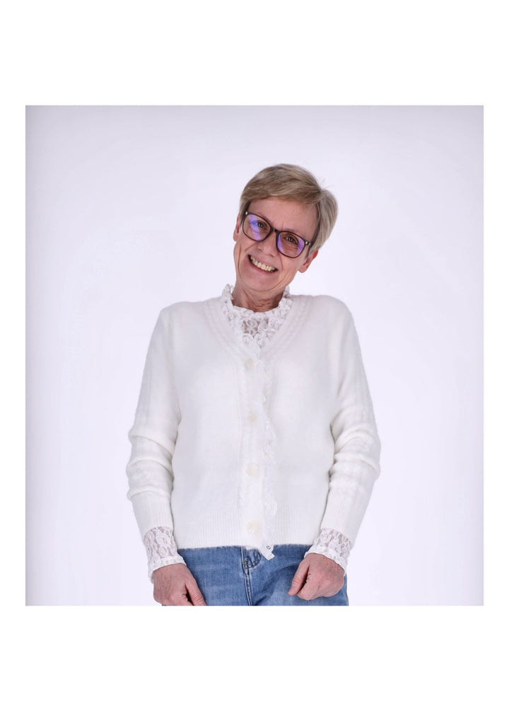 Strickjacke Damen Rüschen