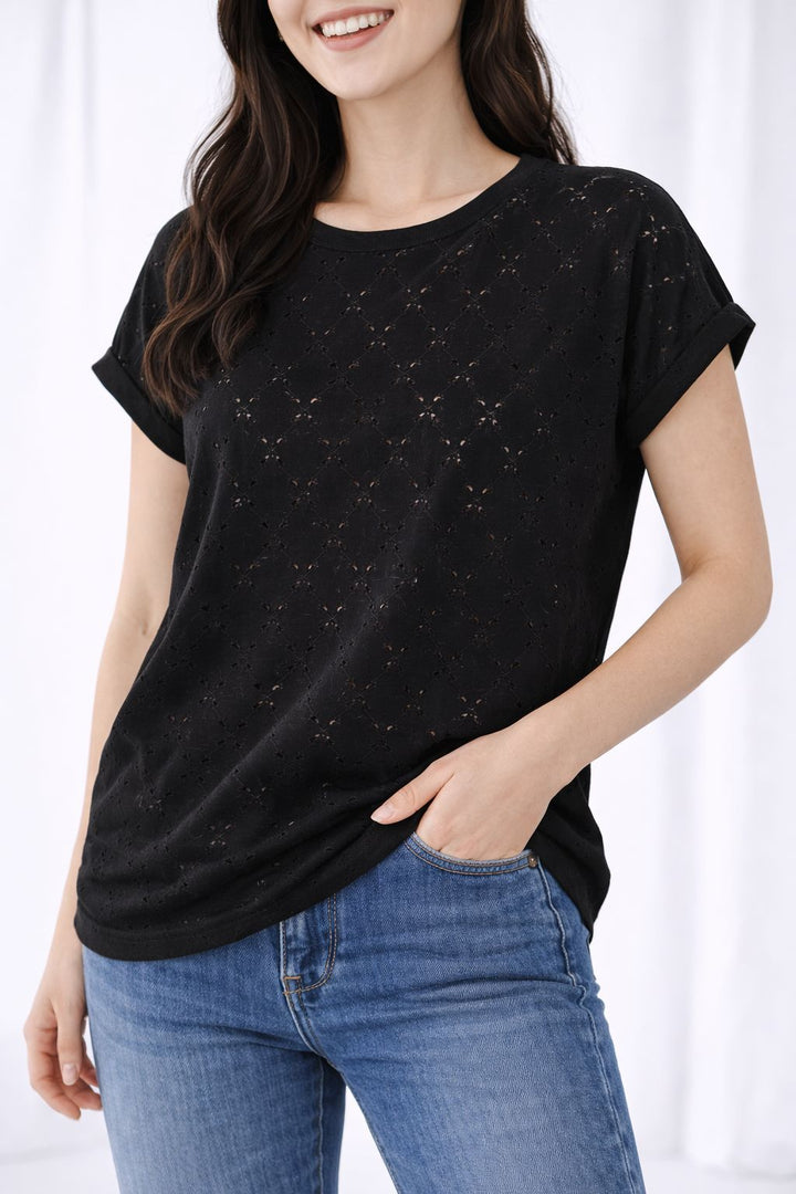 Zabaione Damen T-Shirt Lochmuster