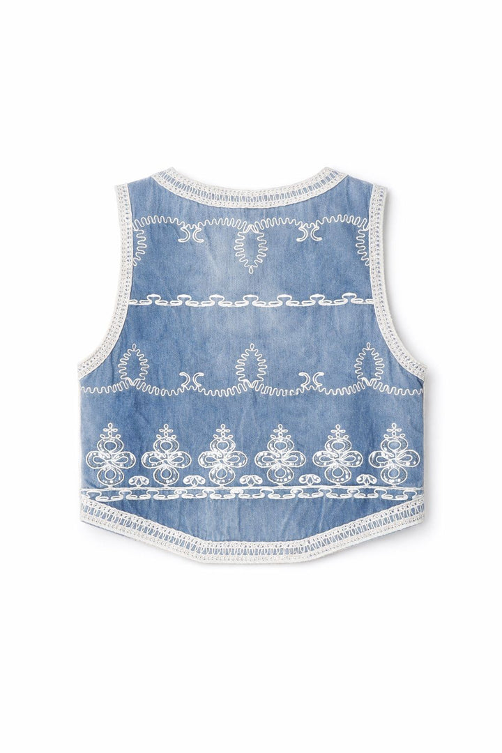 Splash of Color Jeansweste Damen Bestickt