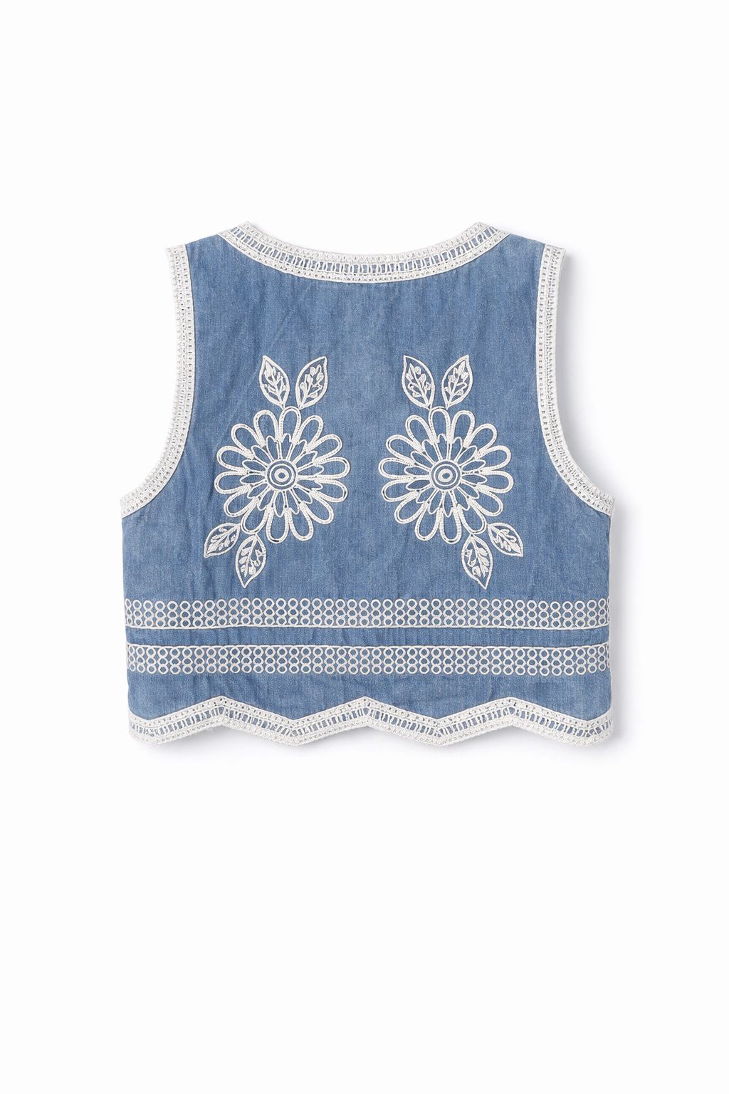 Splash of Color Jeansweste Damen Bestickt