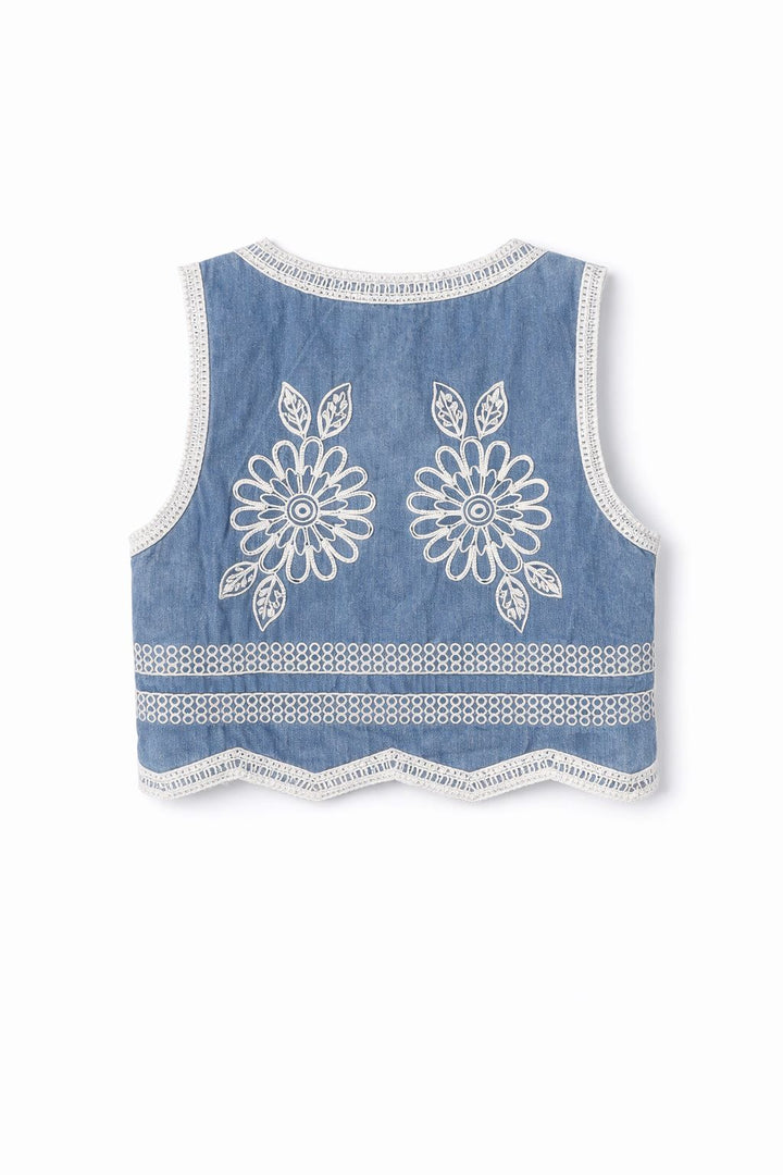 Splash of Color Jeansweste Damen Bestickt