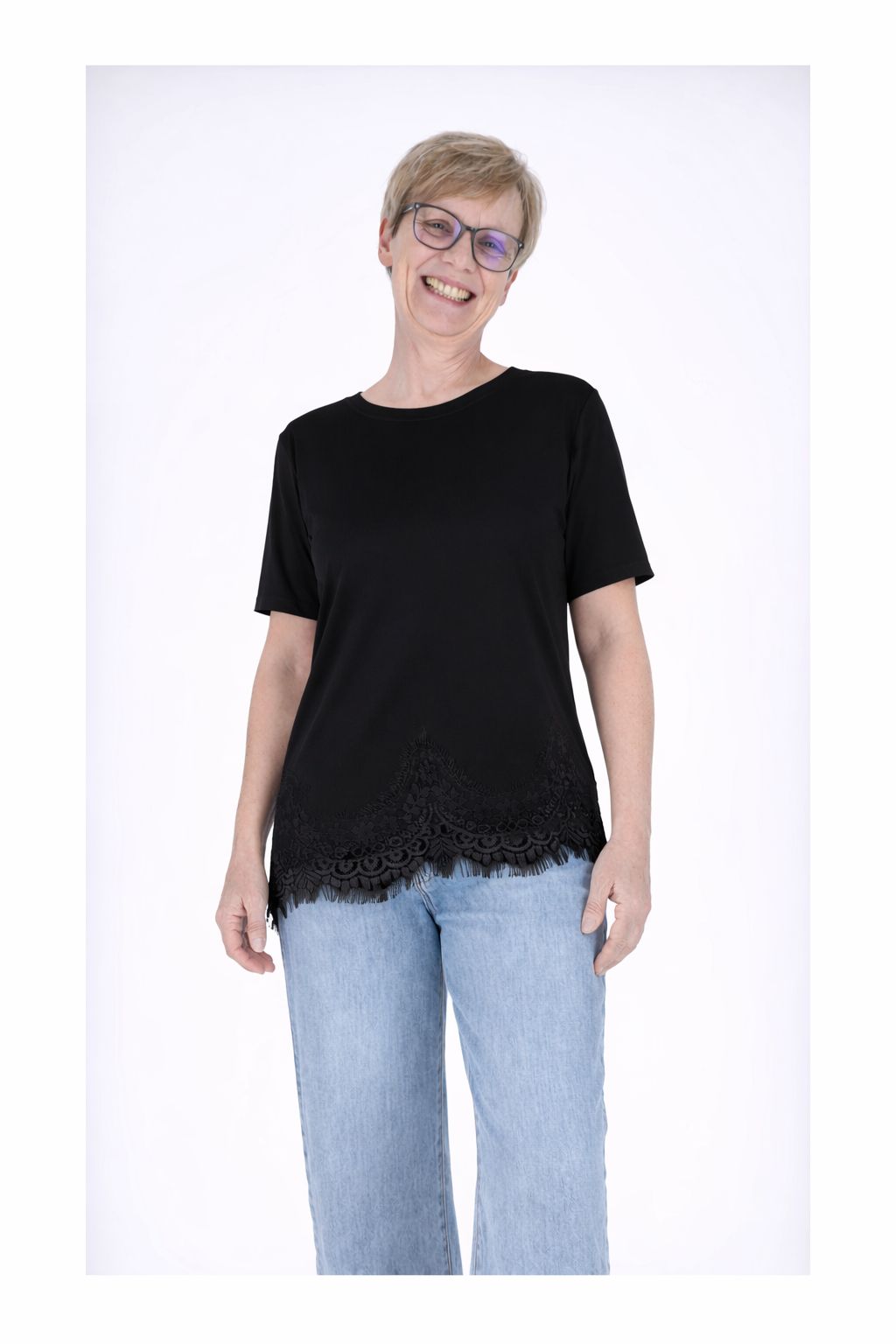 Splash of Color Damen T-Shirt mit Spitze