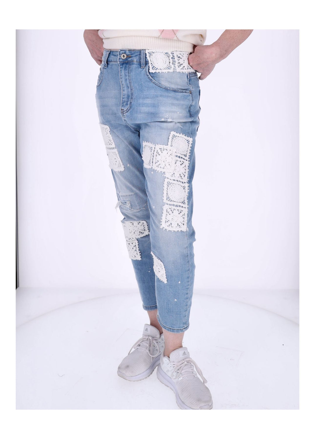 Jeans Damen Häkelaufnäher