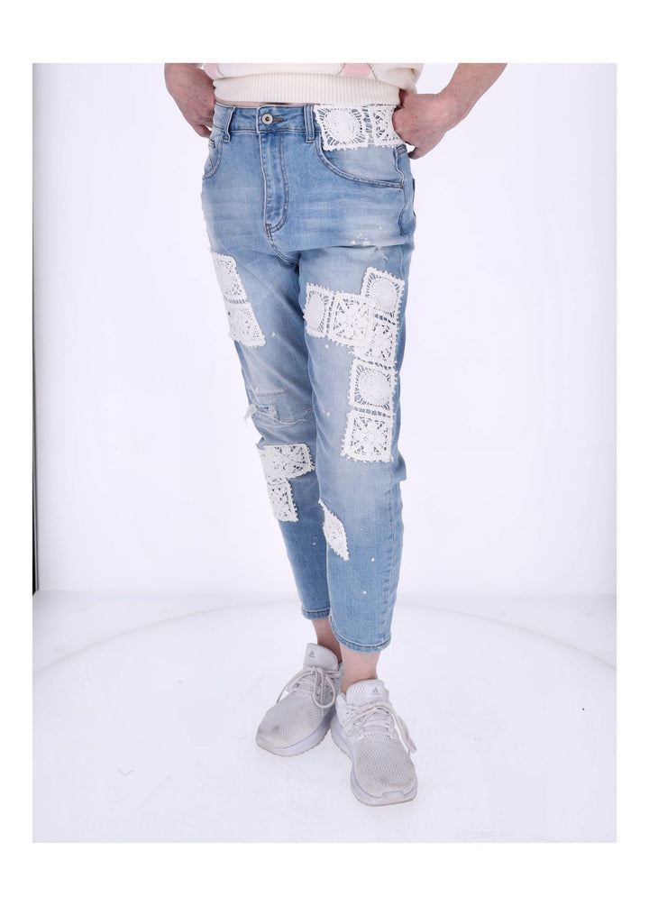 Jeans Damen Häkelaufnäher
