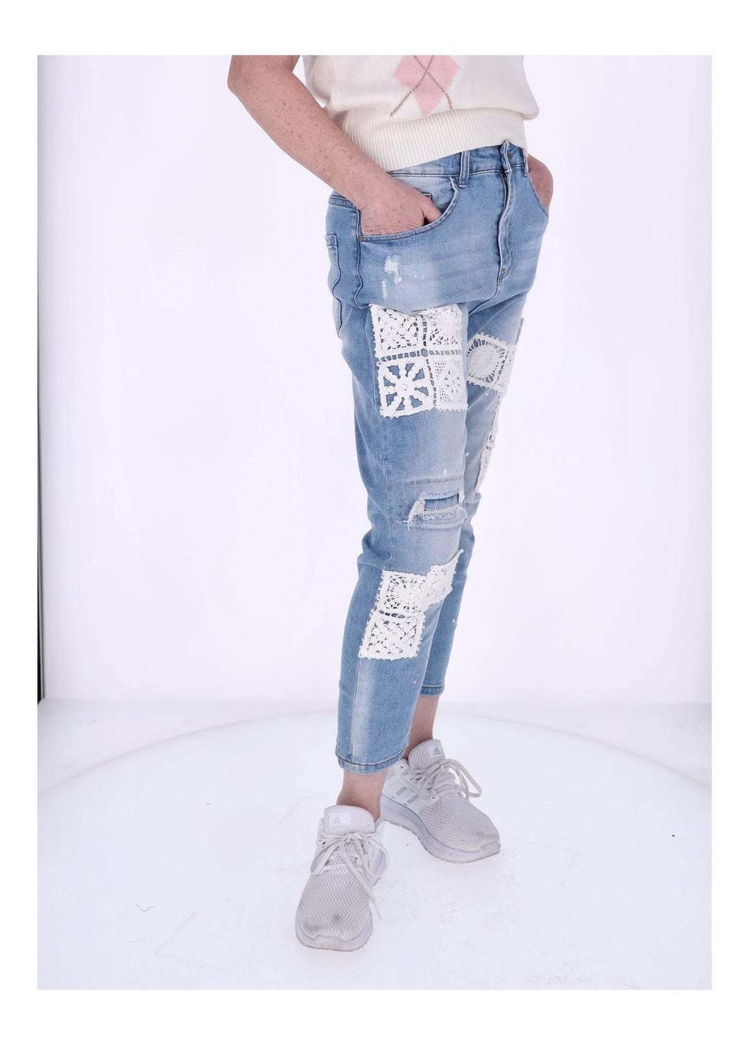 Jeans Damen Häkelaufnäher