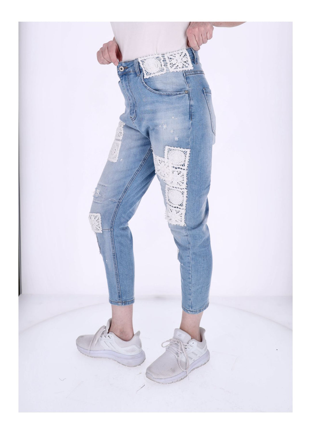 Jeans Damen Häkelaufnäher