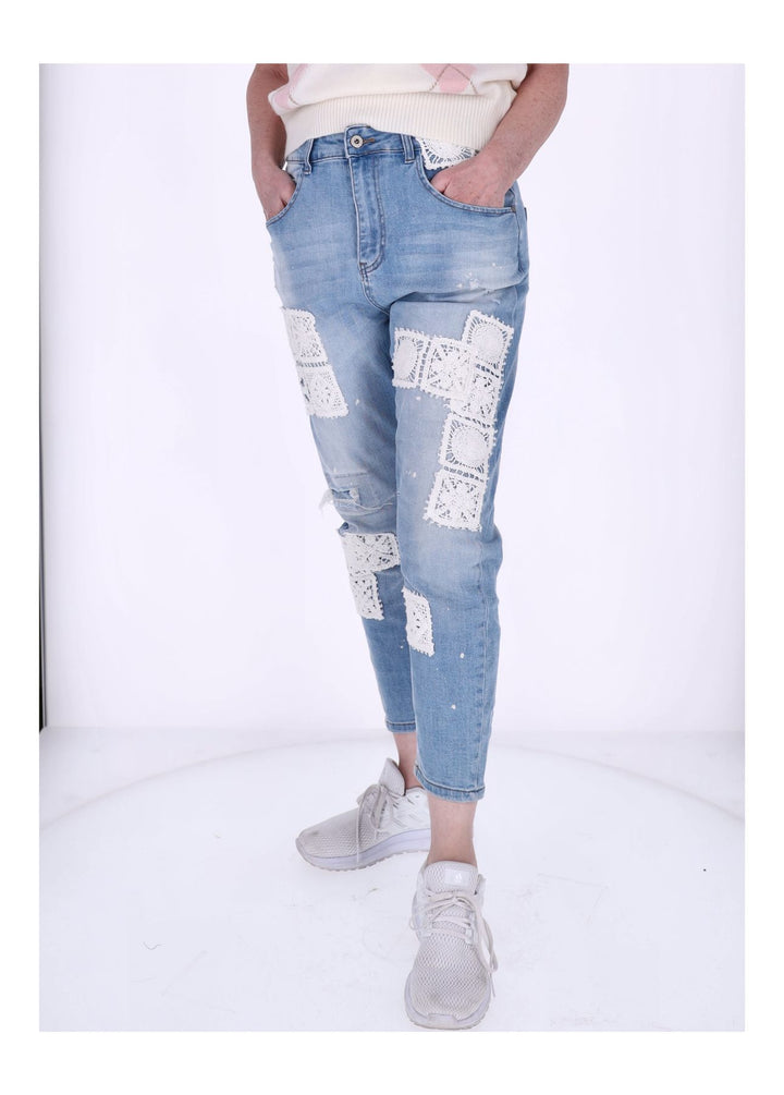 Jeans Damen Häkelaufnäher