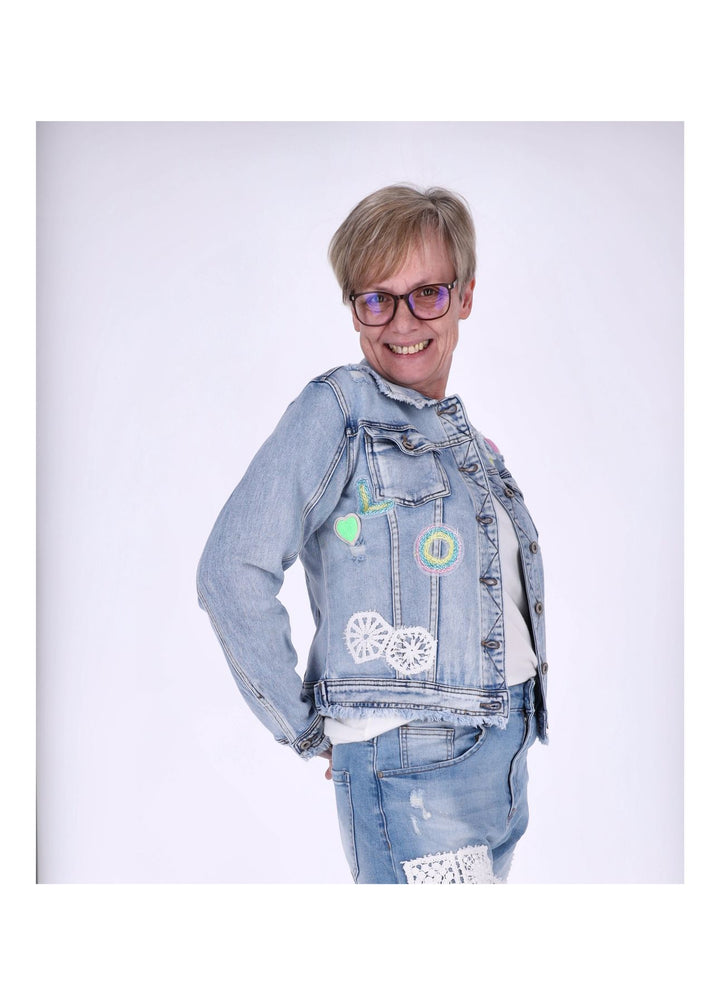 Jeansjacke Damen Häkel Aufnäher