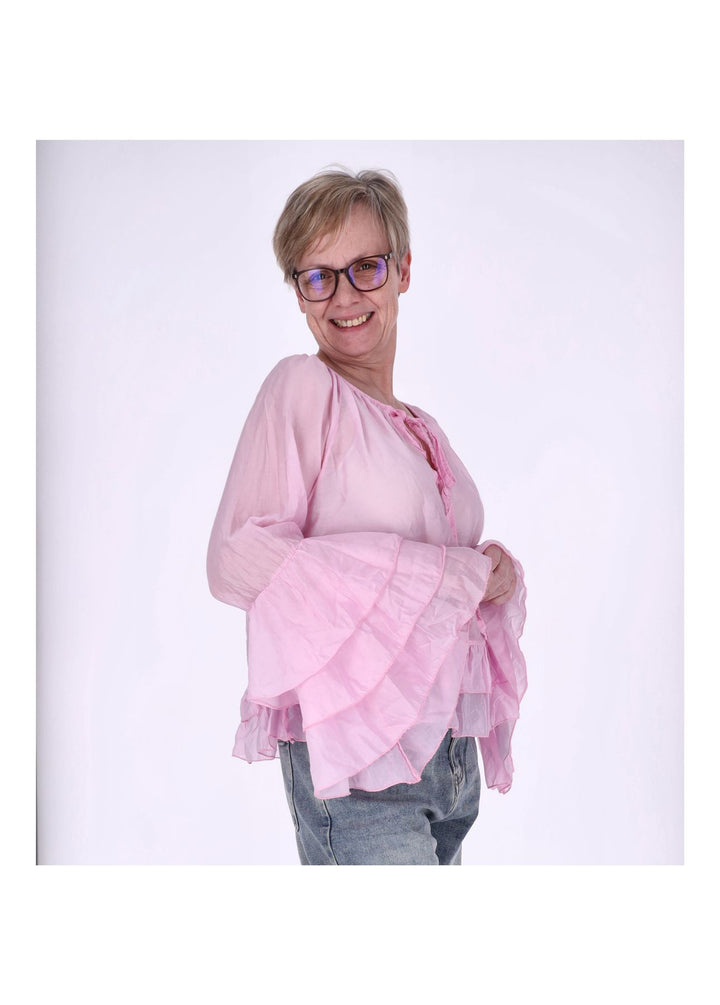 Blusenshirt Tunika Damen Trompetenarm