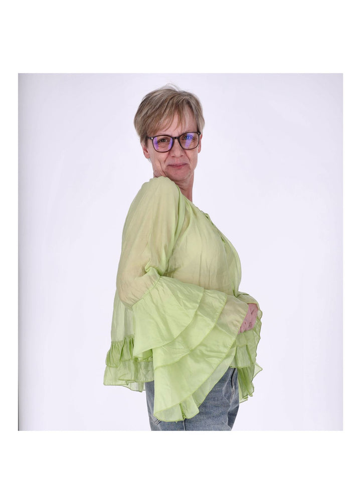 Blusenshirt Tunika Damen Trompetenarm