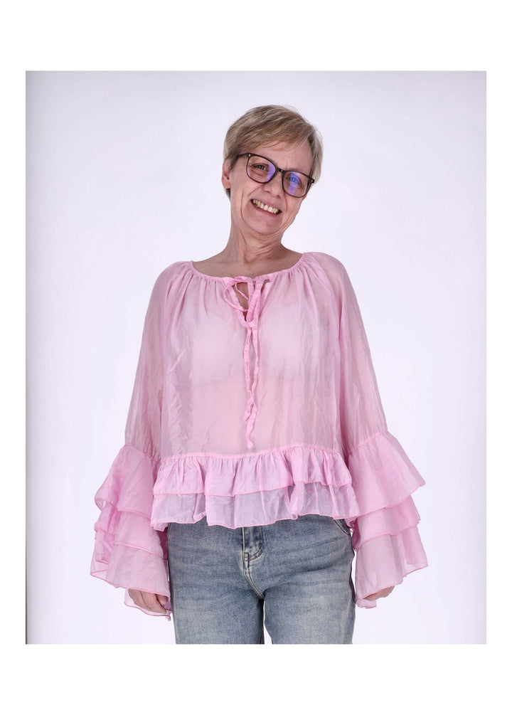 Blusenshirt Tunika Damen Trompetenarm