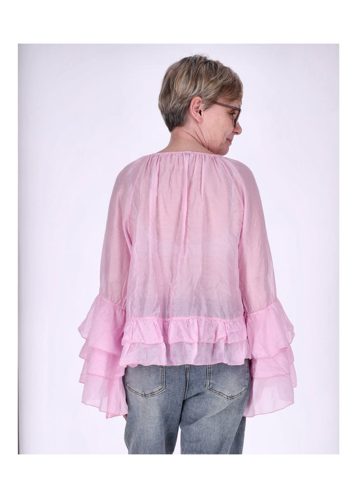 Blusenshirt Tunika Damen Trompetenarm