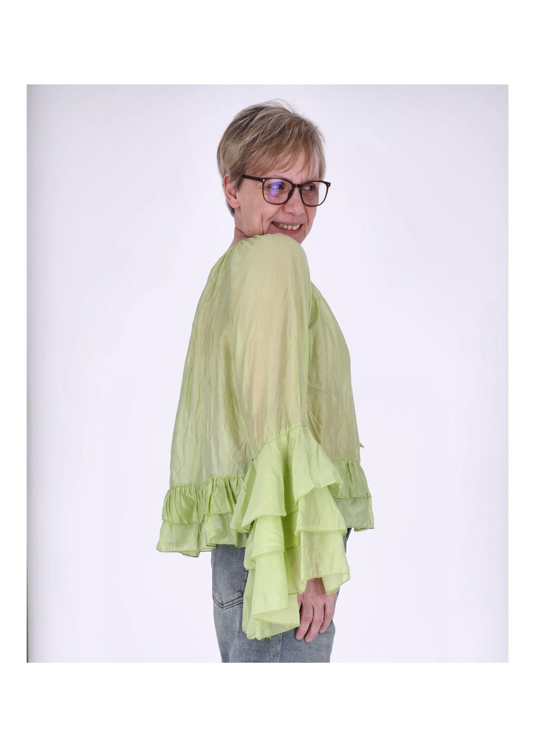 Blusenshirt Tunika Damen Trompetenarm