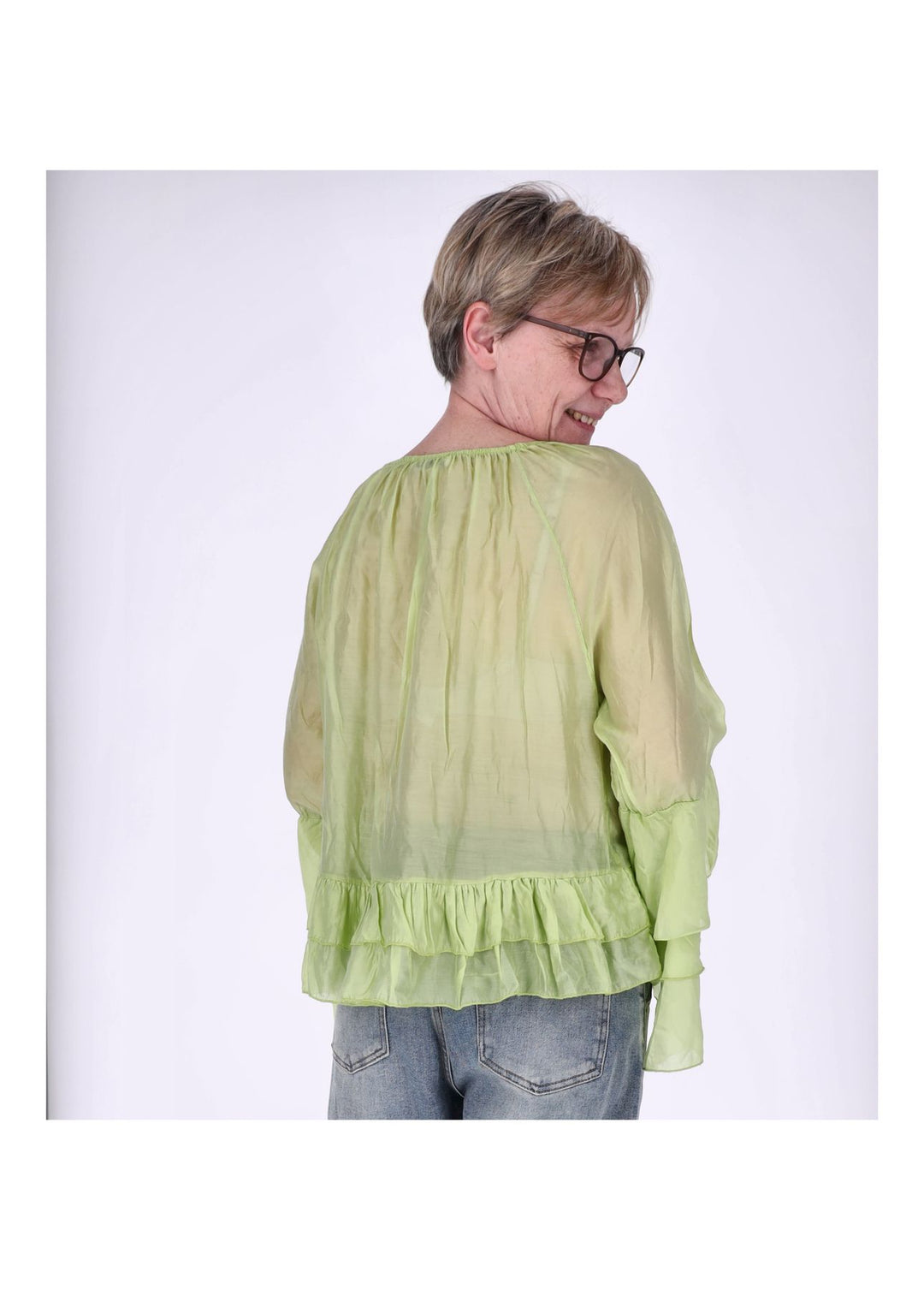 Blusenshirt Tunika Damen Trompetenarm