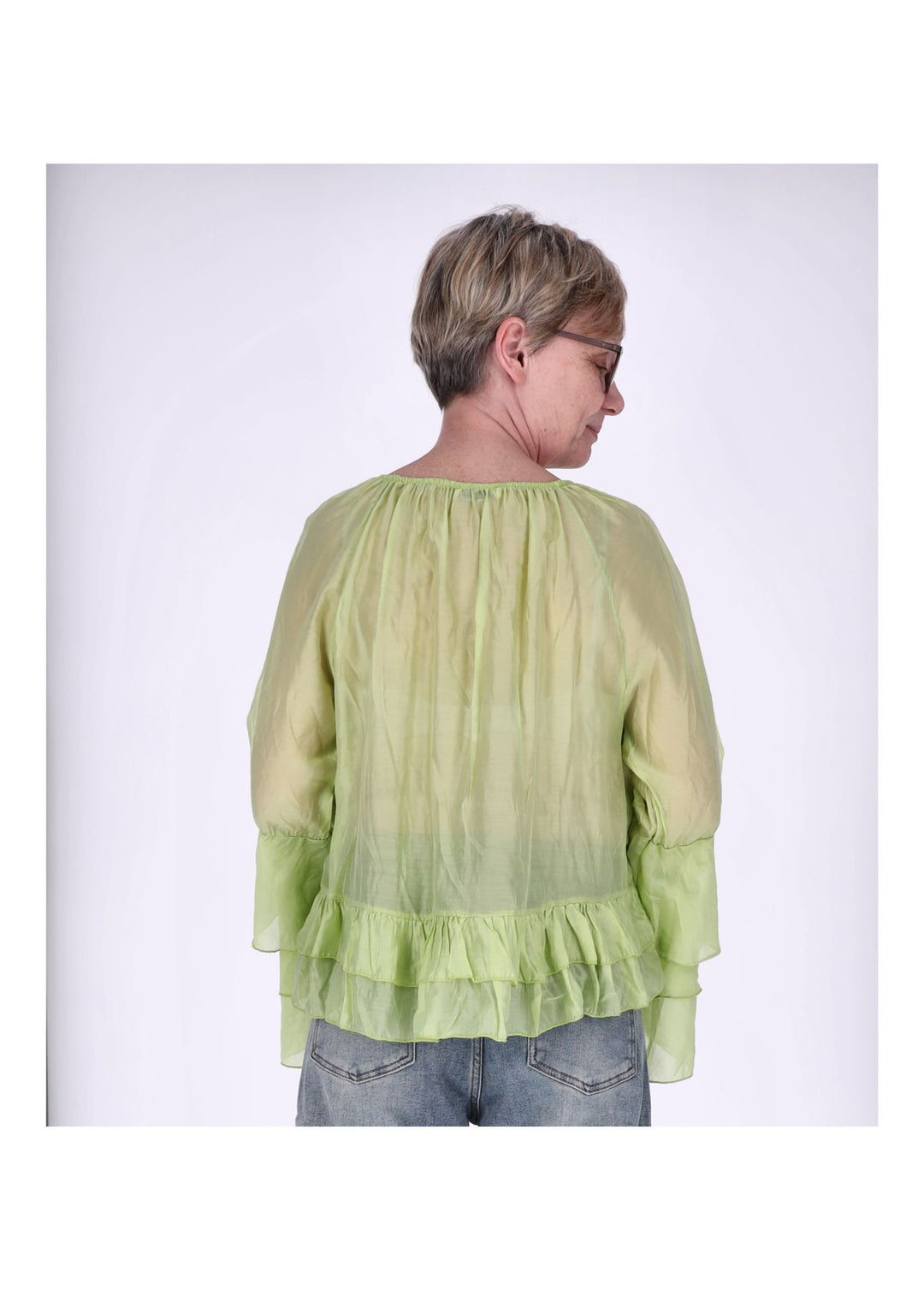 Blusenshirt Tunika Damen Trompetenarm