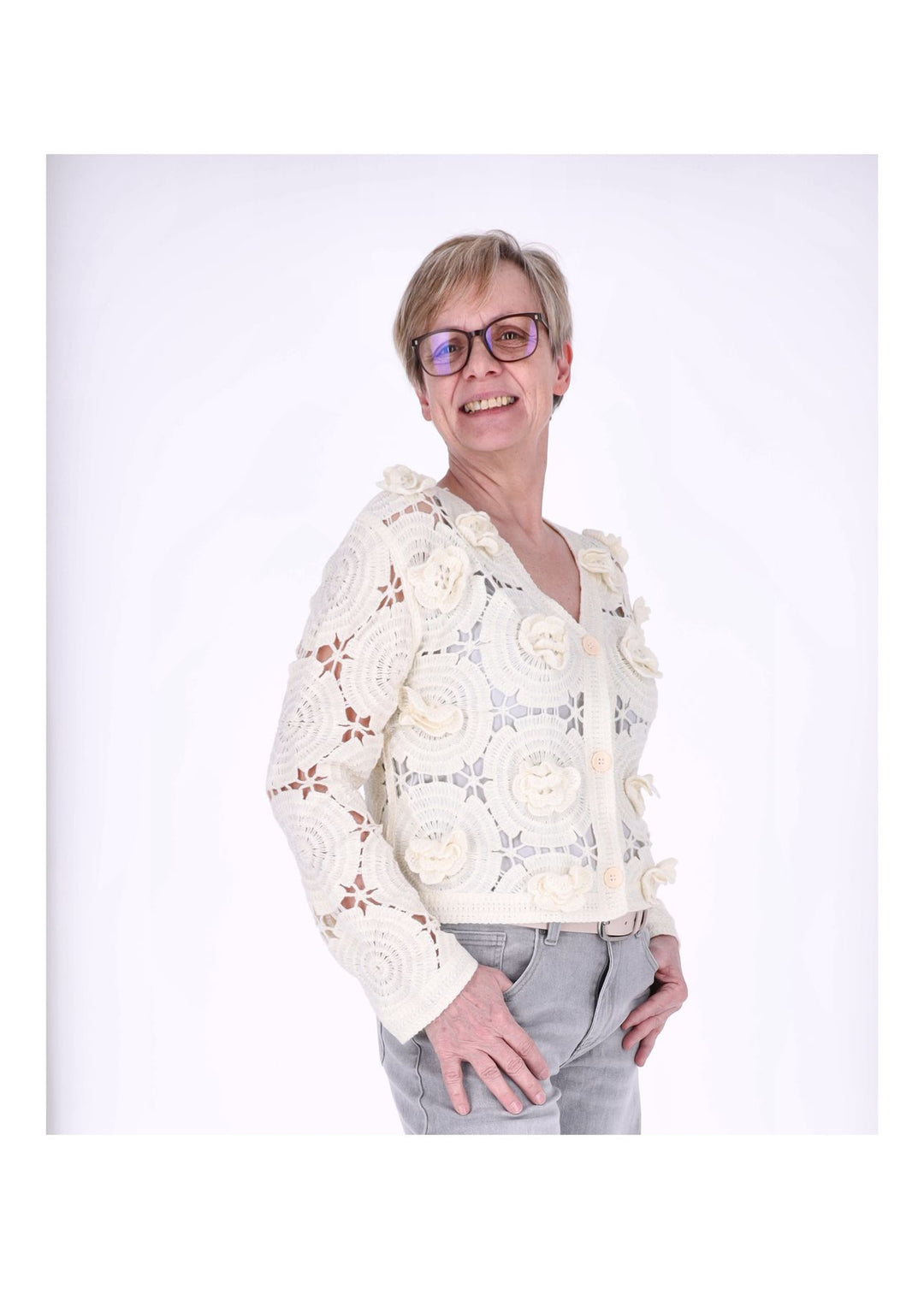 Splash of Color Strickjacke Häkel Damen