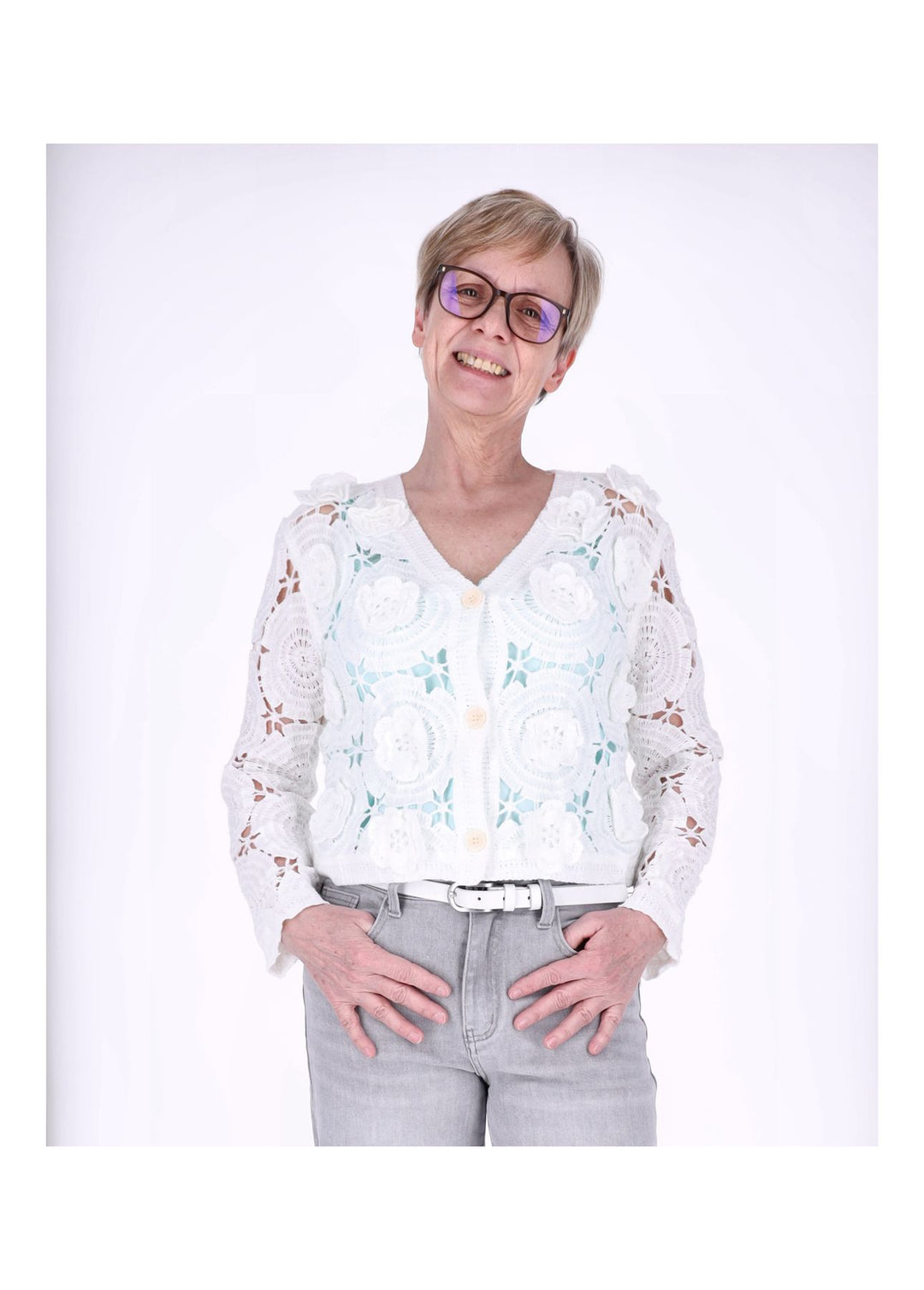 Splash of Color Strickjacke Häkel Damen