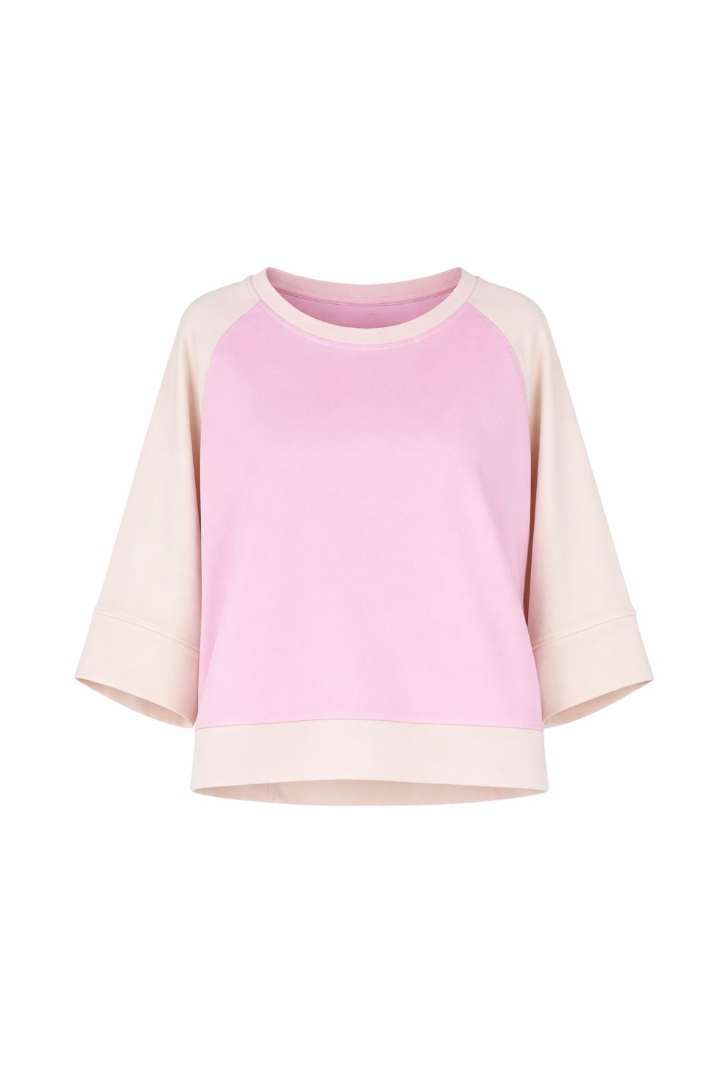 Pinkes Damen Sweatshirt mit 3/4-Arm & Kontrastärmeln