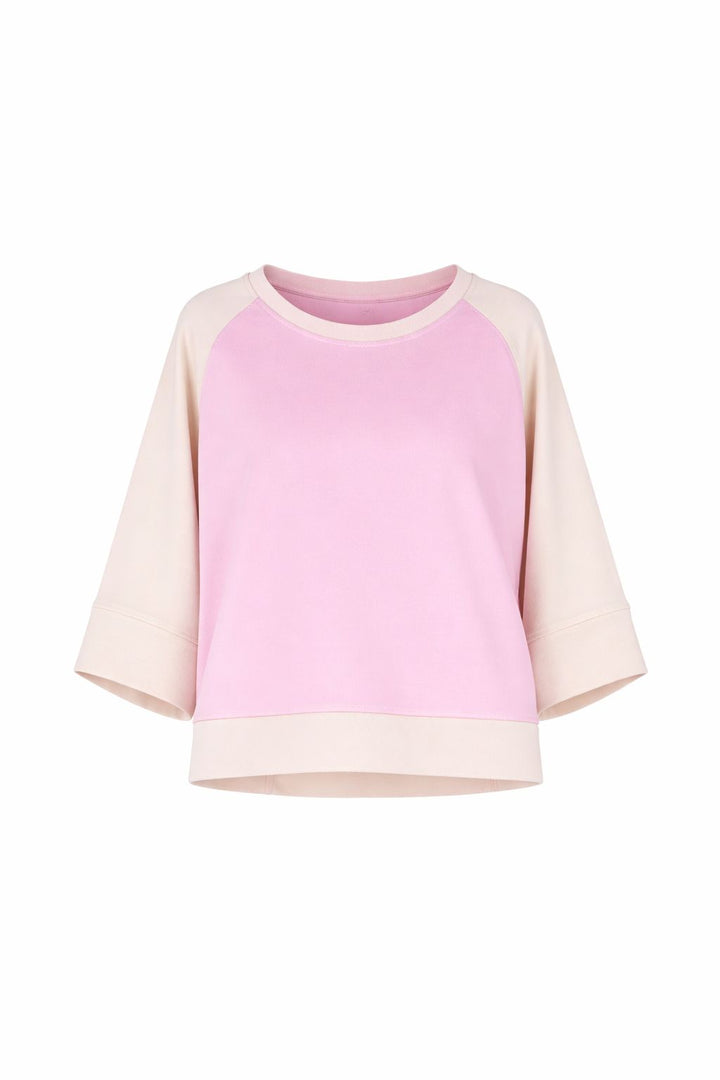 Pinkes Damen Sweatshirt mit 3/4-Arm & Kontrastärmeln