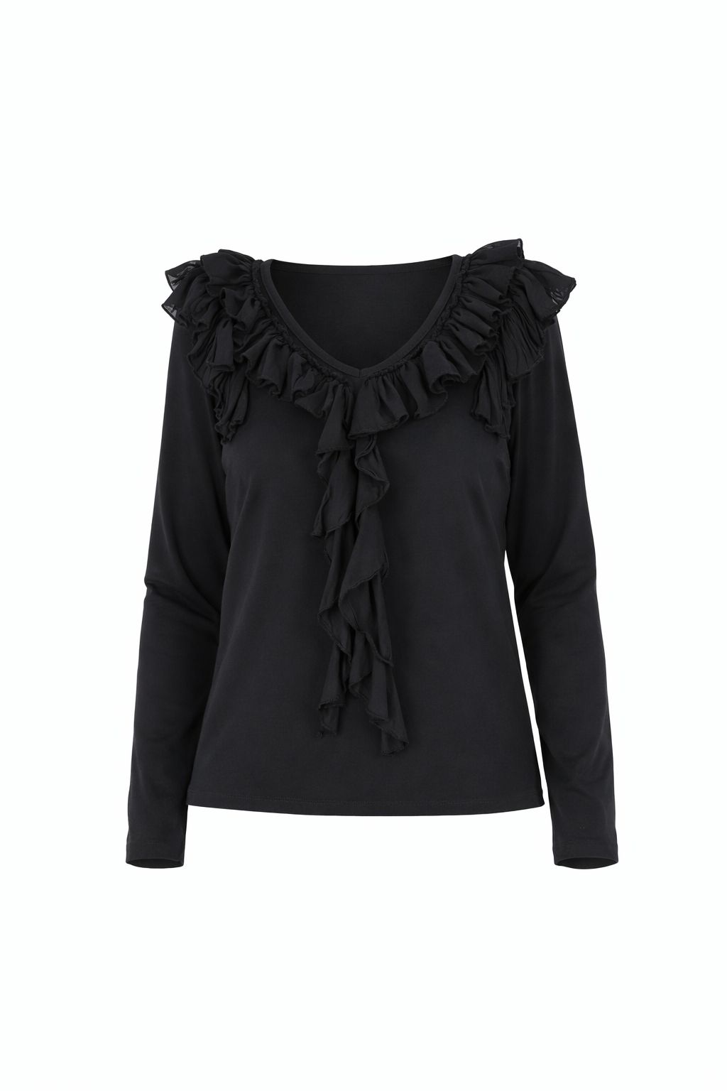 Damen Shirt mit Rüschen und V-Ausschnitt – feminin & vielseitig