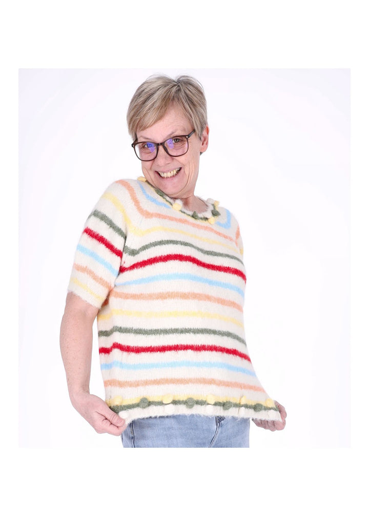Splash of Color Damen Strick-T-Shirt Ringel