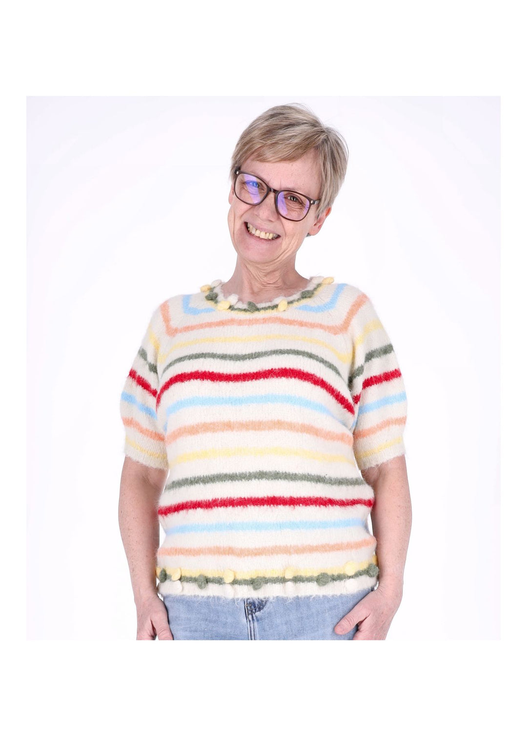 Splash of Color Damen Strick-T-Shirt Ringel