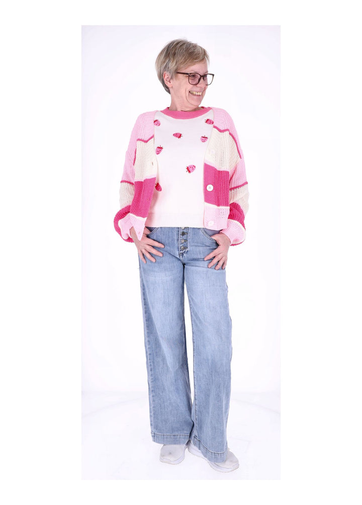 Splash of Color Damen Strickshirt Erdbeere