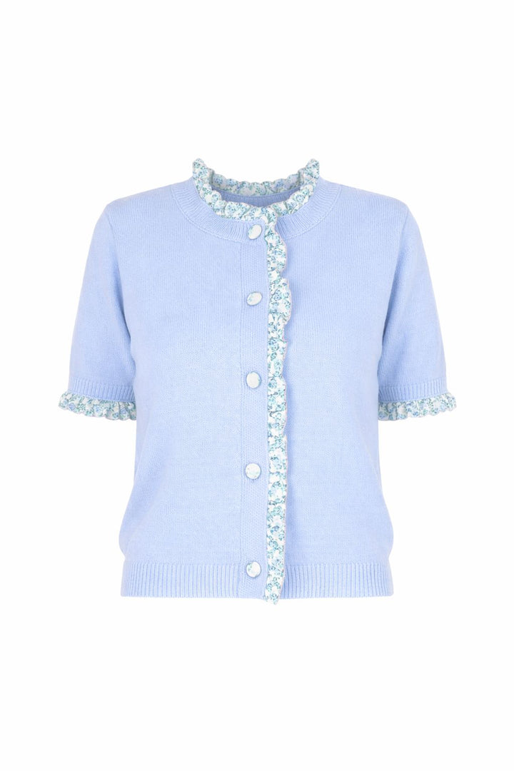 Strickjacke Damen Kurzarm Rüschen