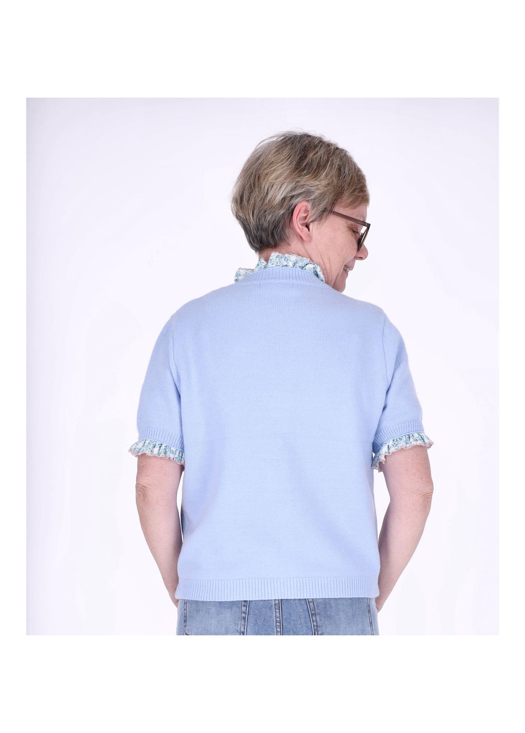 Strickjacke Damen Kurzarm Rüschen