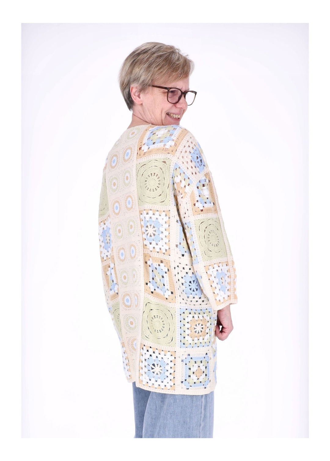 Strickjacke Häkel Damen Lang Granny