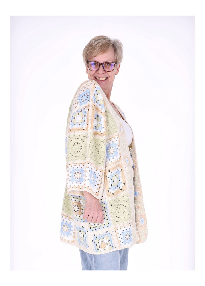 Strickjacke Häkel Damen Lang Granny