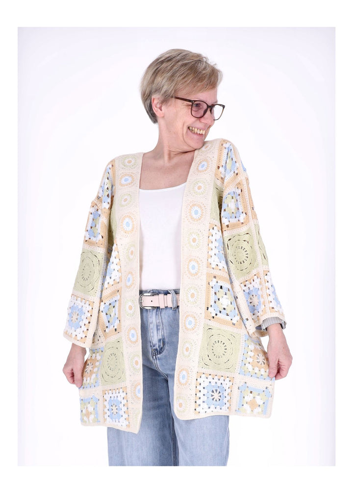 Strickjacke Häkel Damen Lang Granny