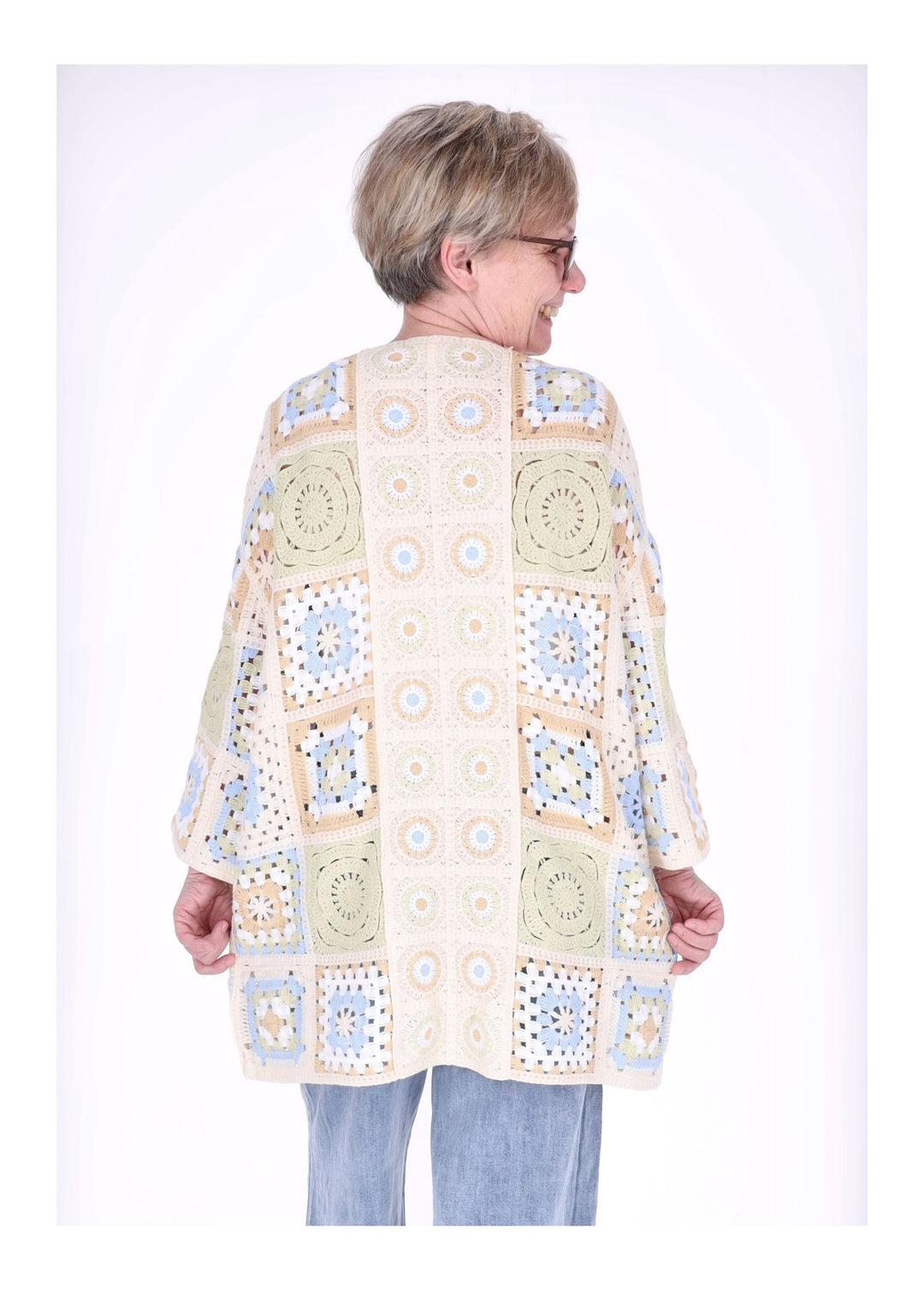 Strickjacke Häkel Damen Lang Granny