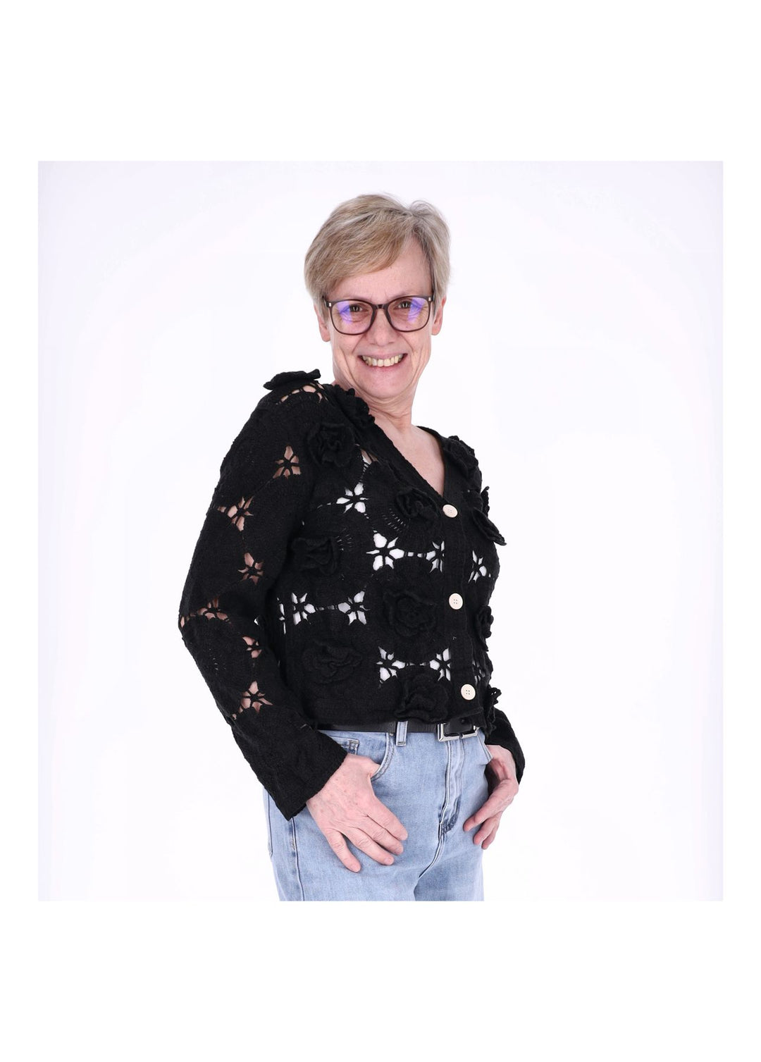 Splash of Color Strickjacke Häkel Damen