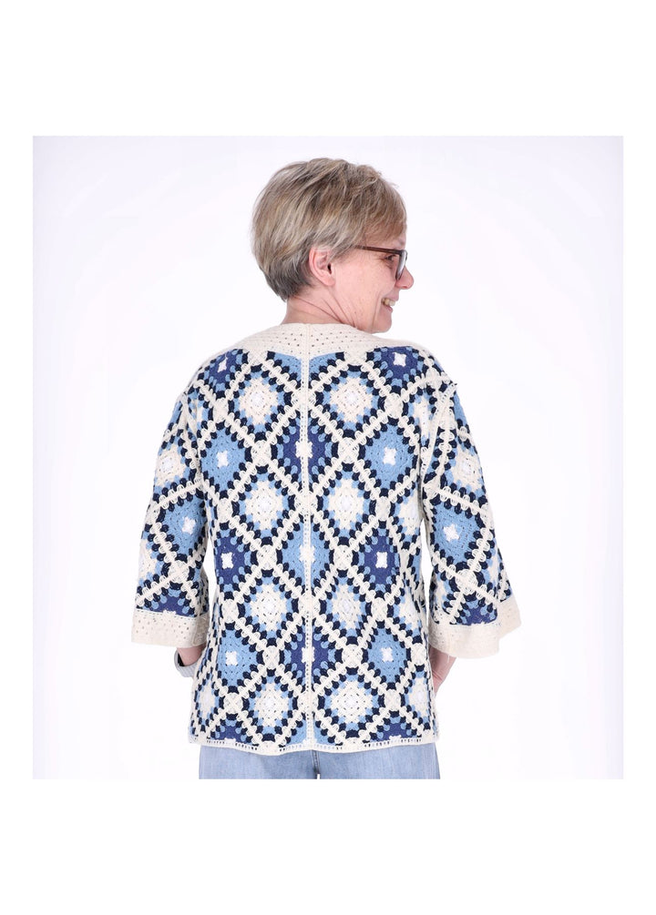 Strickjacke Häkel Damen kurz 3/4 Arm