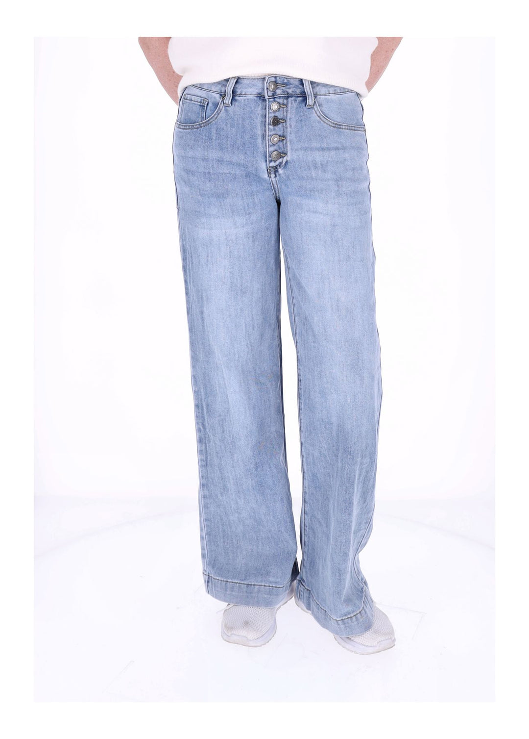 Jeans Damen Wideleg Knopfleiste