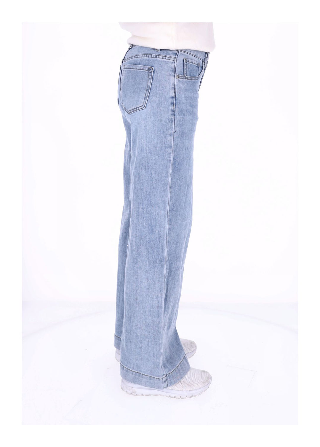 Jeans Damen Wideleg Knopfleiste