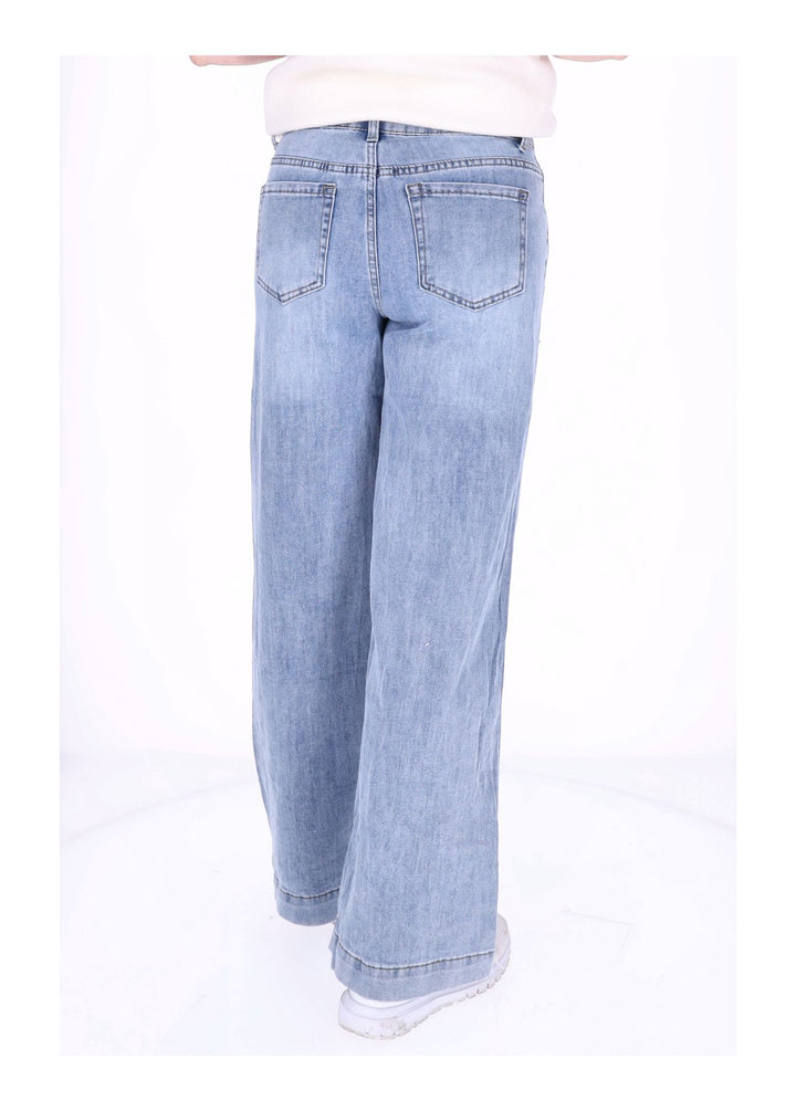 Jeans Damen Wideleg Knopfleiste