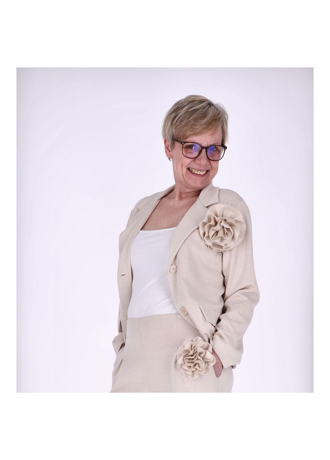 Blazer Damen Ansteckblüte