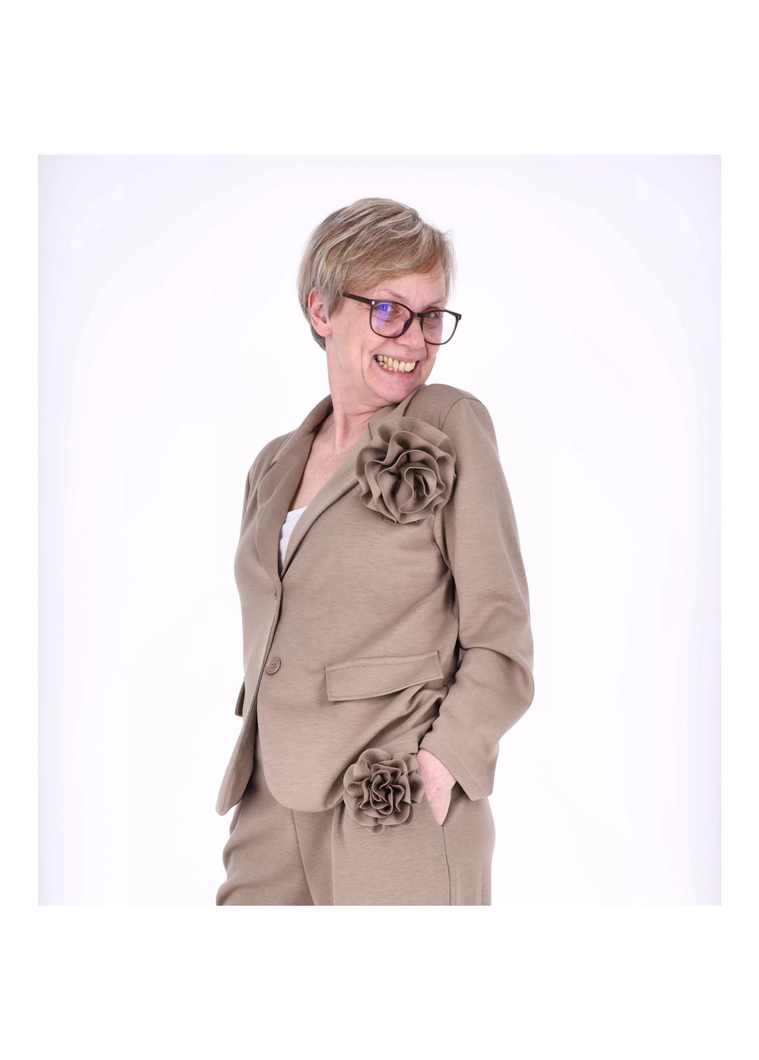 Blazer Damen Ansteckblüte