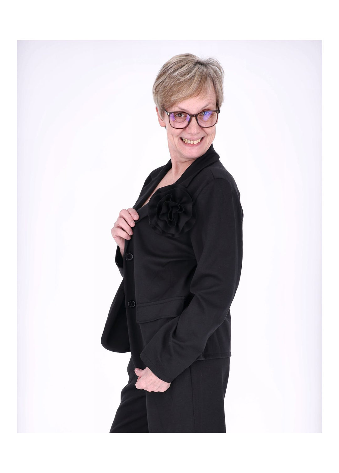 Blazer Damen Ansteckblüte