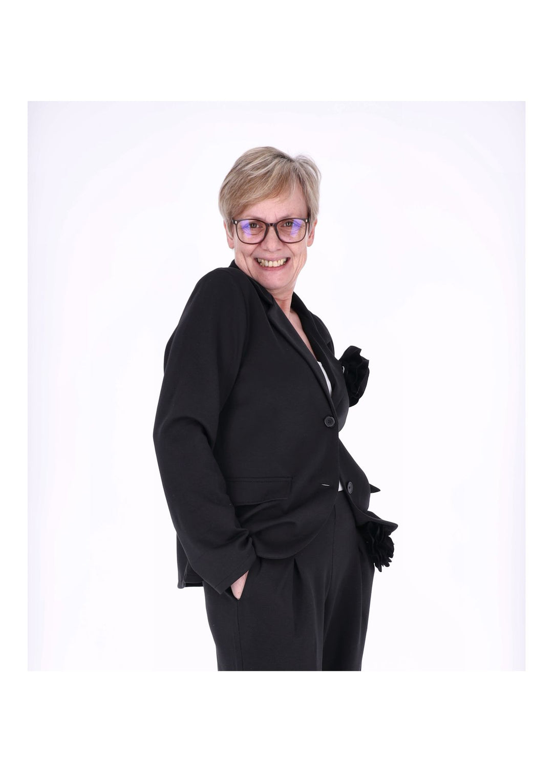 Blazer Damen Ansteckblüte