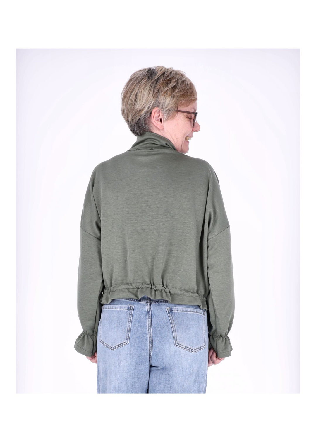 Jacke Damen Sweat Tunnelzug aufgesetzte Taschen kurz