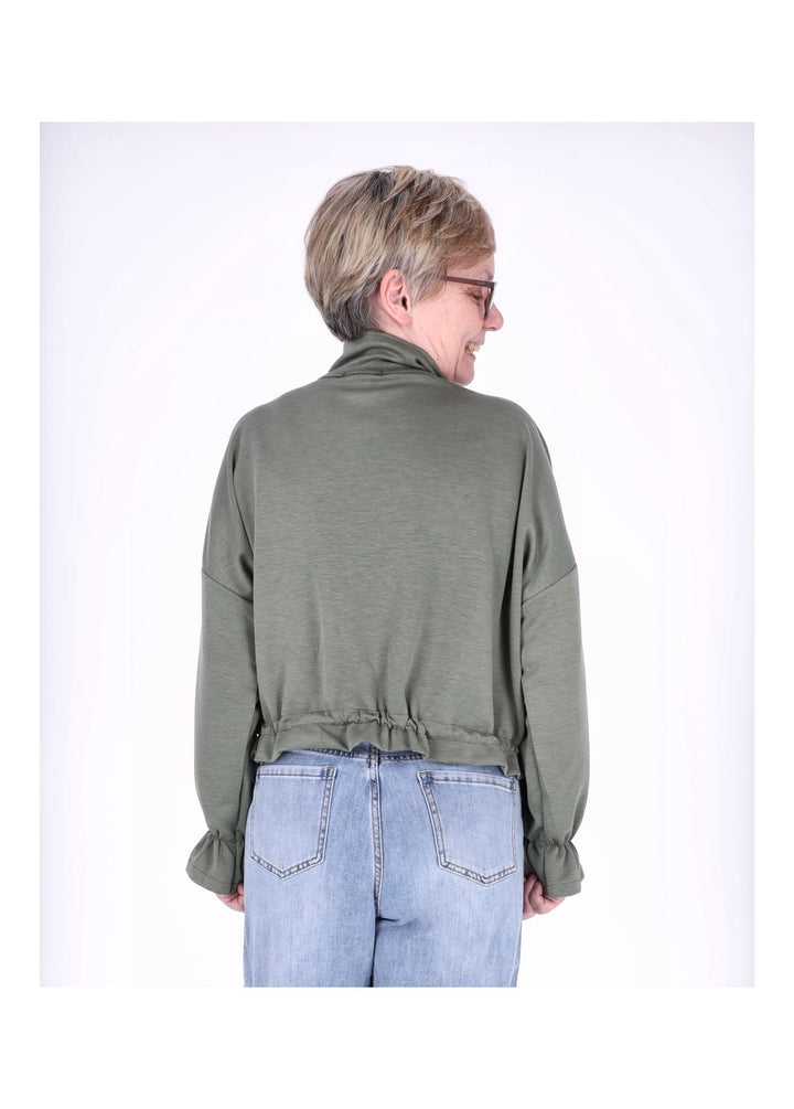 Jacke Damen Sweat Tunnelzug aufgesetzte Taschen kurz