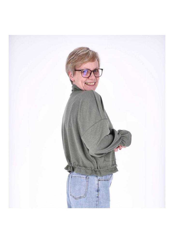 Jacke Damen Sweat Tunnelzug aufgesetzte Taschen kurz