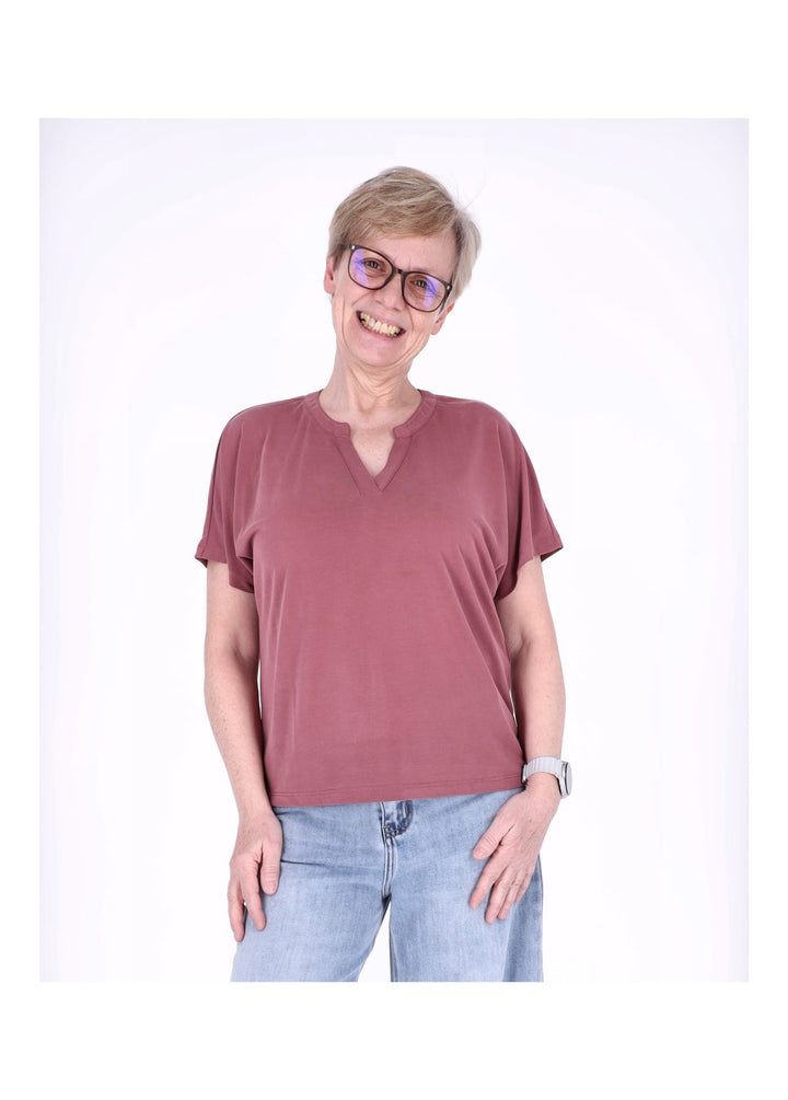 ONLY Damen T-Shirt Split Neck Kurzarm