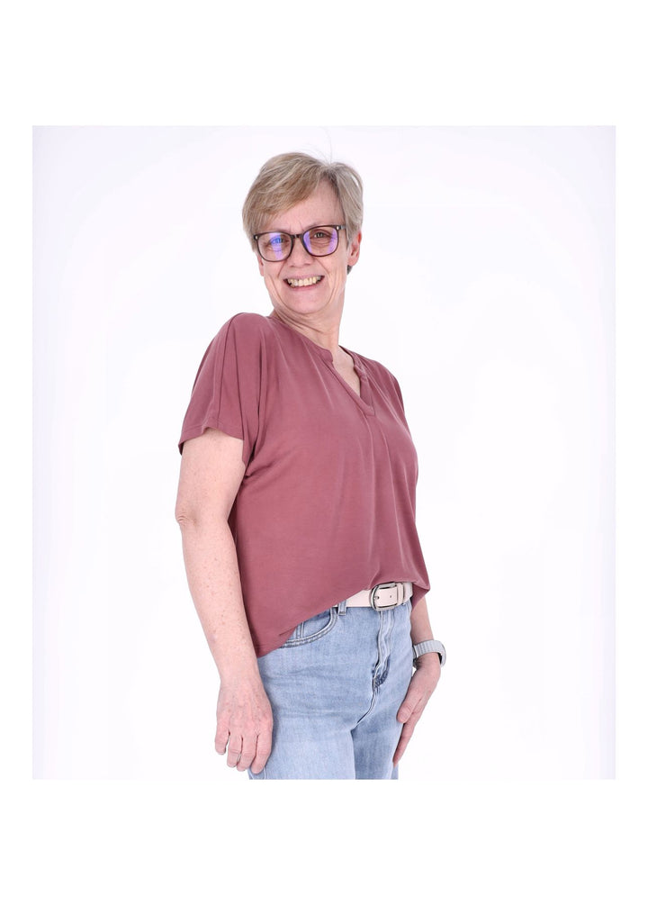 ONLY Damen T-Shirt Split Neck Kurzarm