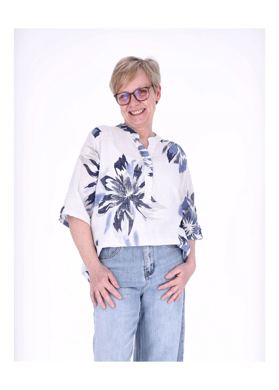 Splash of Color Blusenshirt Damen 3/4 Arm